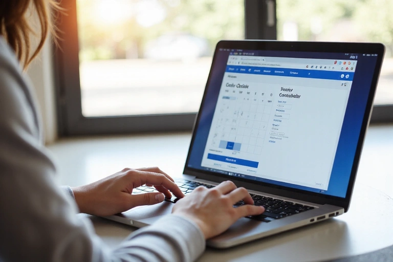 Person booking an online consultation on a laptop